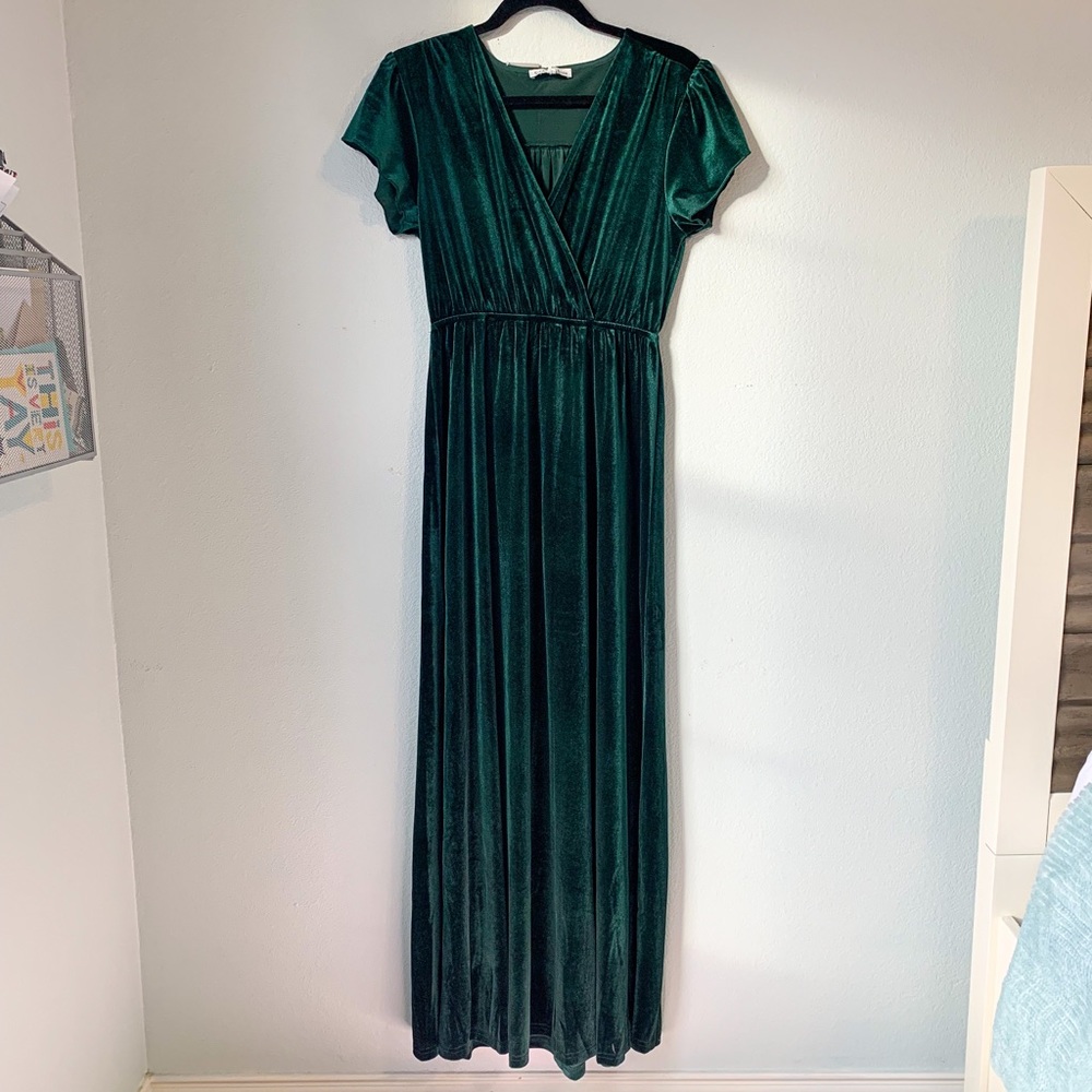 Green Velvet Maxi Dress